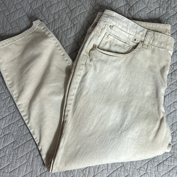 Chicos Platinum Tan Skimmer Straight Leg Jean Sz 3 - Picture 1 of 12